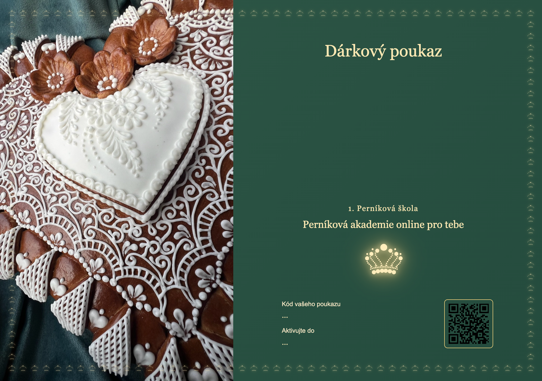 Dárkový poukaz do Perníkové akademie, ukázka se zářícími korunkami